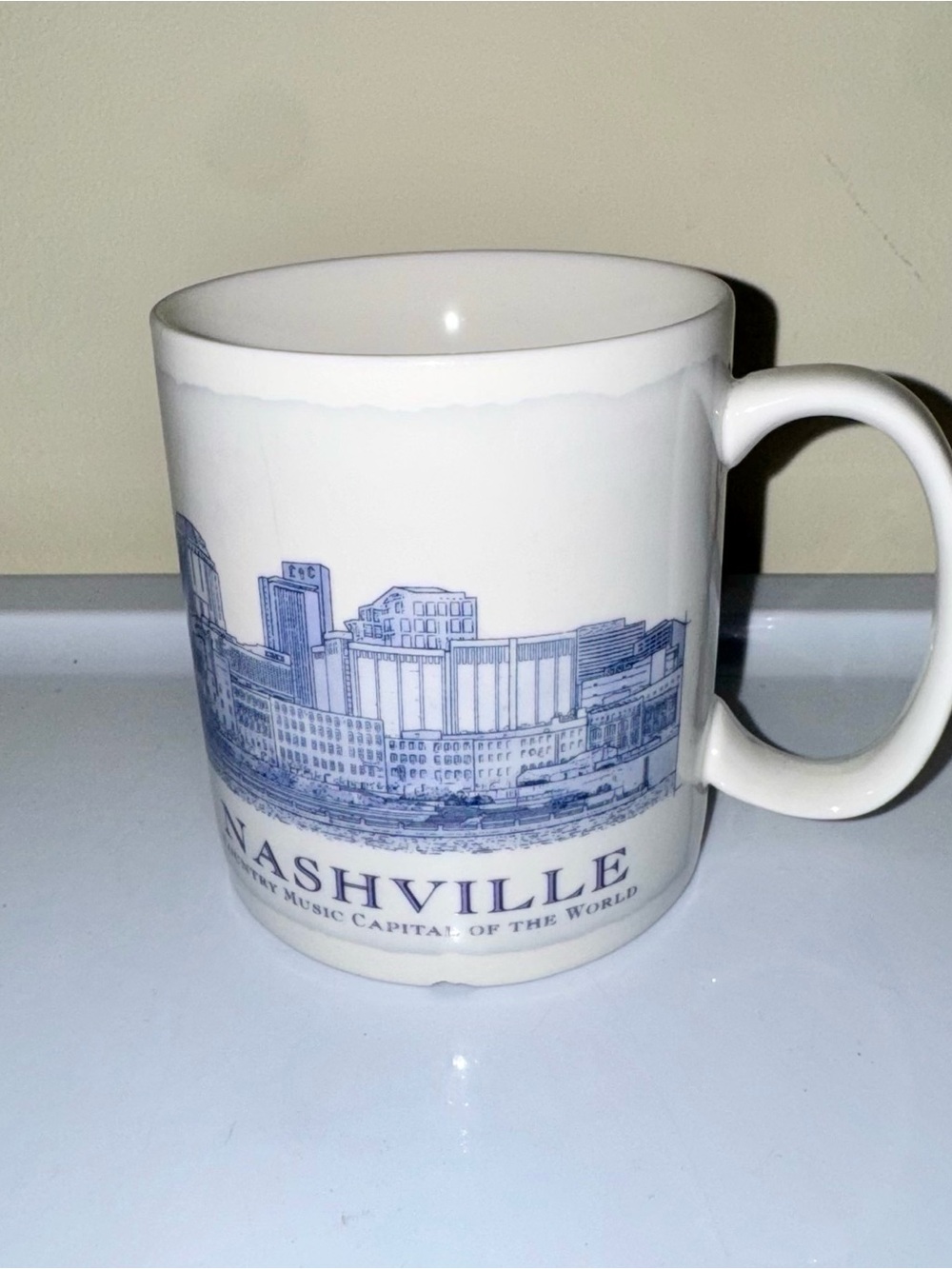 Nashville White and Blue Ceramic Cityscape Coffee Mug